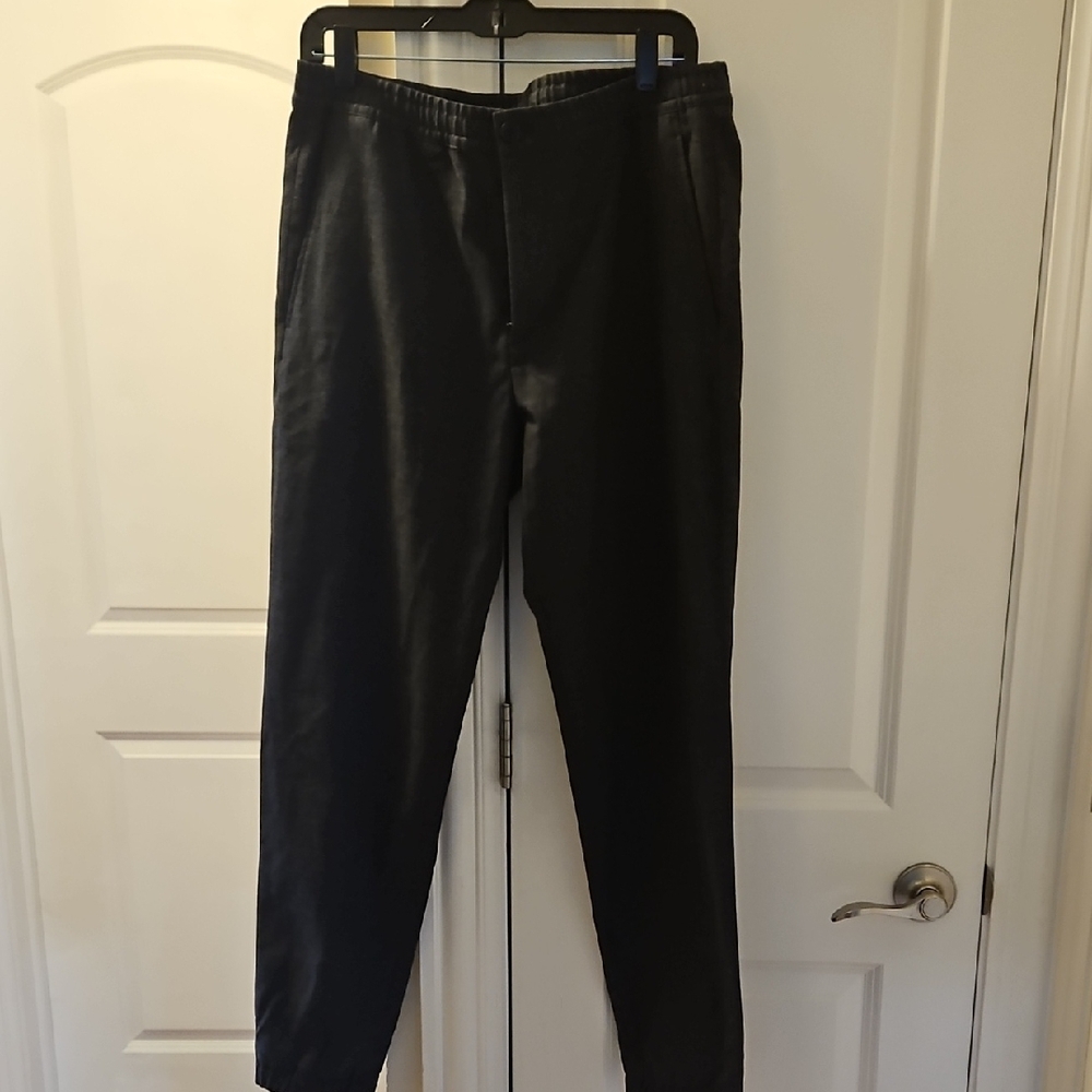 Men's Charcoal Gray Relaxed Fit Pants With Elastic Waist And Drawstring